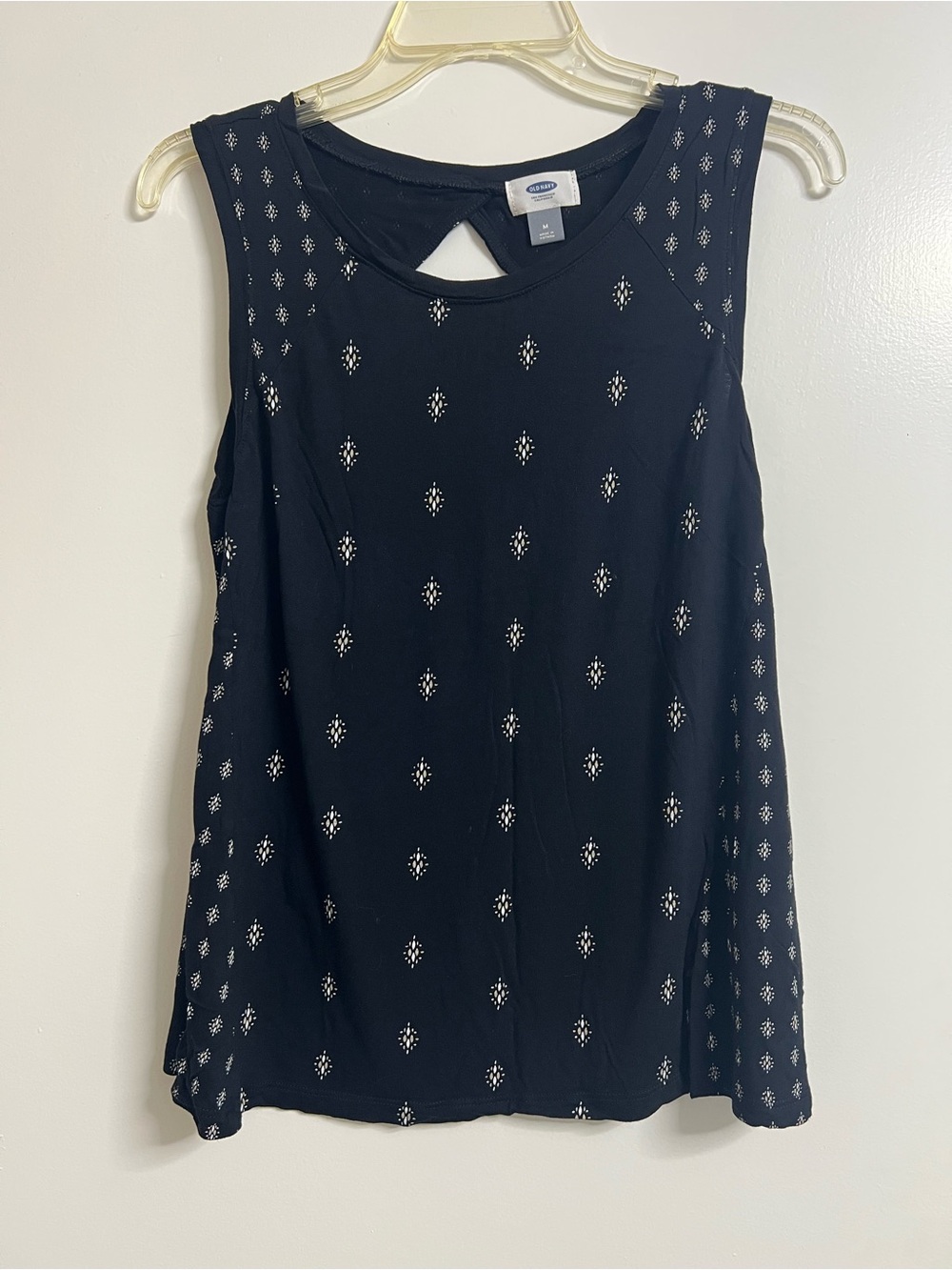 Old Navy Black Sleeveless Tank Top with Silver Dot Motif
